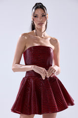 VAL PU MINI DRESS IN CROC PRINT