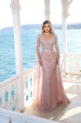 Modessa Couture M20363 Long Formal Mermaid Evening Cape Dress
