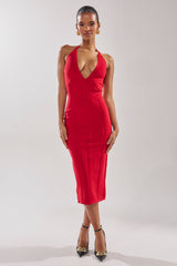 TIA BANDAGE MIDI DRESS IN RED