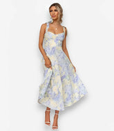 Slim Fit Waist V-neck Mid-length Dress