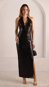 Leste Sequin Halter Dress