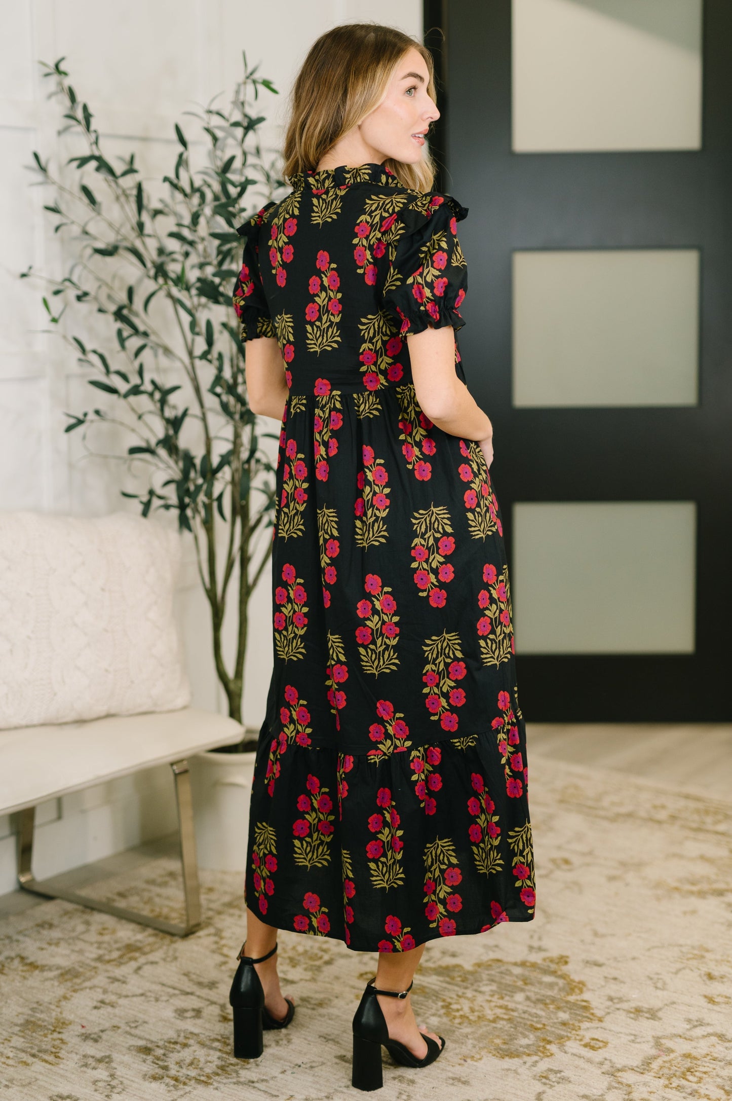 Hazel Blues® | Quiet Life Notch Neck Tiered Dress in Black