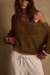 Sunfade Olive Crochet Sweater