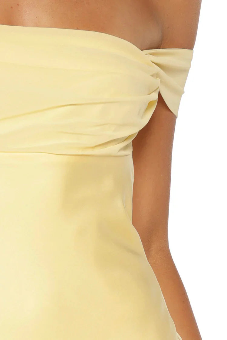 Sandie Yellow Off The Shoulder Mini Dress