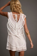 Tilly White Tulle Ruffle Mini Dress