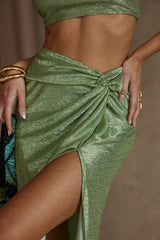Toulouse Metallic Sage Maxi Skirt