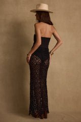 Tropez Black Crochet Strapless Dress