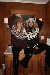 Toddy Espresso and Ivory Zip Up Sweater