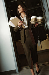 Tory Mocha Twill Midi Skirt