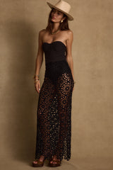 Tropez Black Crochet Strapless Dress