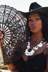Unveiled Black Lace Fan
