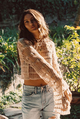 Viceroy Open Knit Long Sleeve Cropped Top