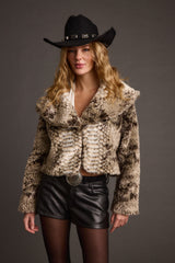 Wild Heart Snake Print Faux Fur Jacket