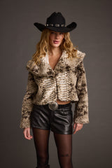 Wild Heart Snake Print Faux Fur Jacket