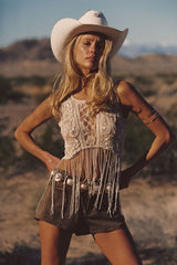 Wild Moon Cream Beaded Top