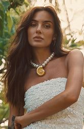 Zabelle Pearl and Gold Statement Necklace