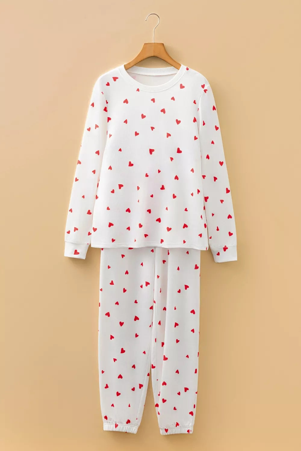 Hazel Blues® | Hearts Printed Long Sleeve Top Drawstring Pants Lounge Set