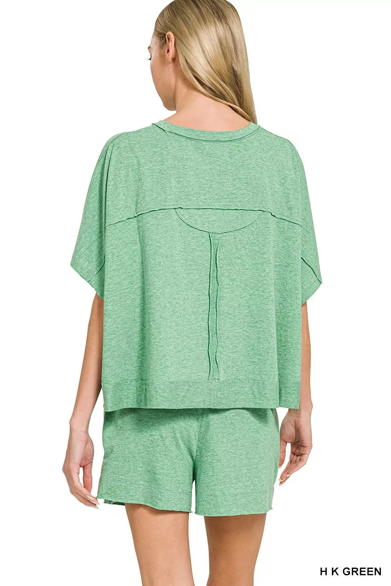 Hazel Blues® | Zenana Exposed Seam Boxy Top & Shorts Set