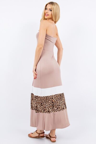 Hazel Blues® | Celeste Leopard Color Block Tube Maxi Dress