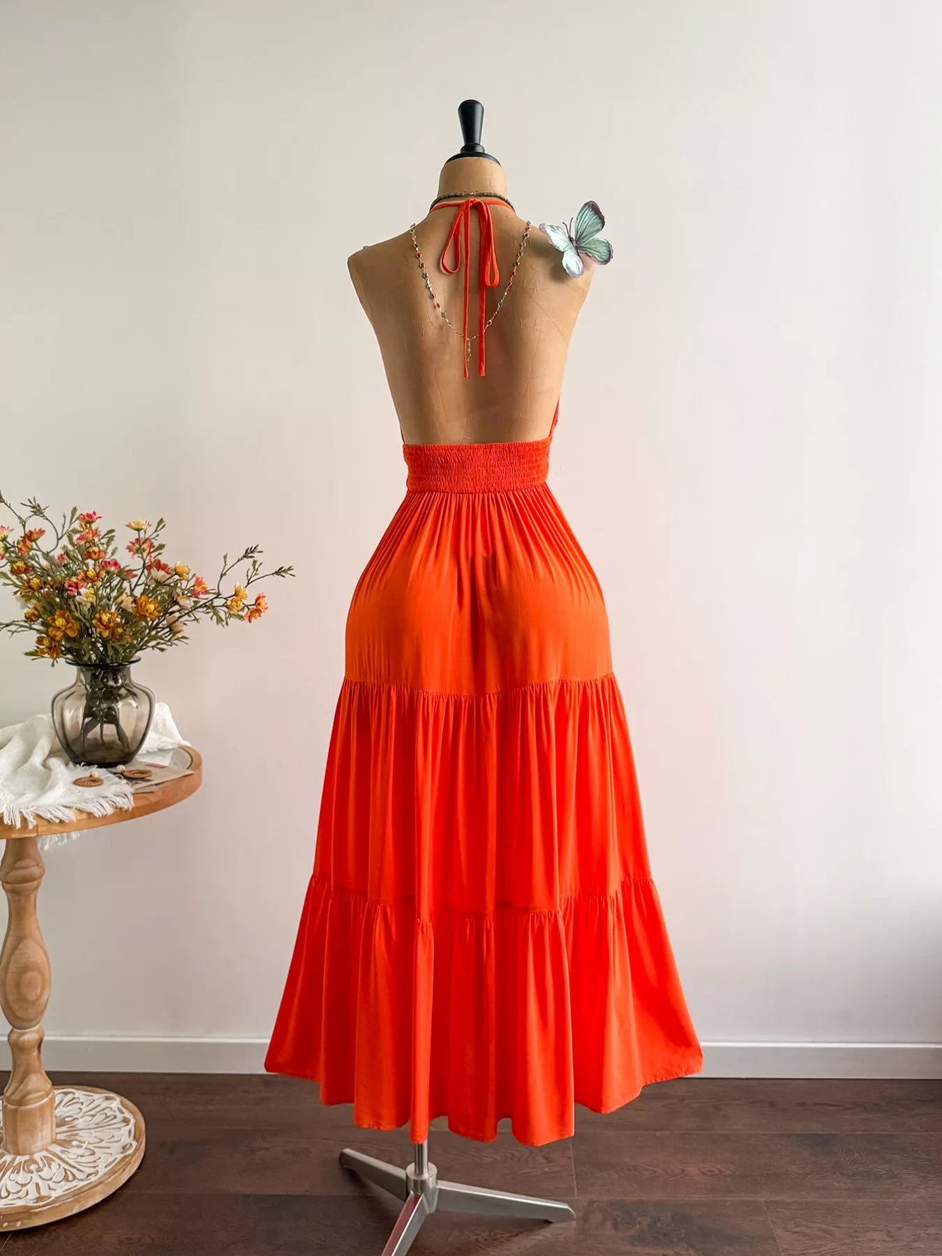 Hazel Blues® | Halter Neck Tiered Dress