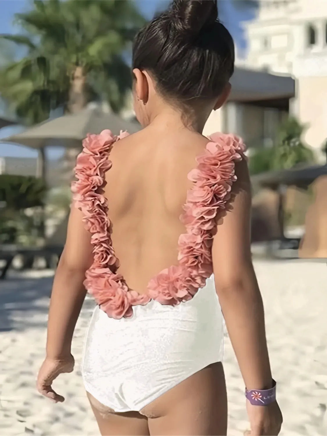 Hazel Blues® | Mommy&Me Backless Petal Strap One Piece Swimsuit