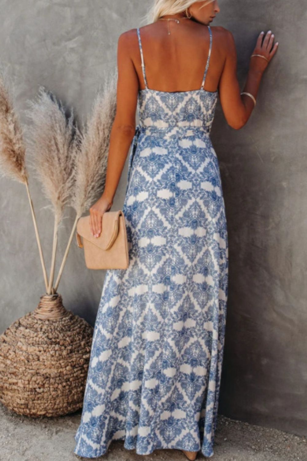 Hazel Blues® | Printed Tied Maxi Cami Dress