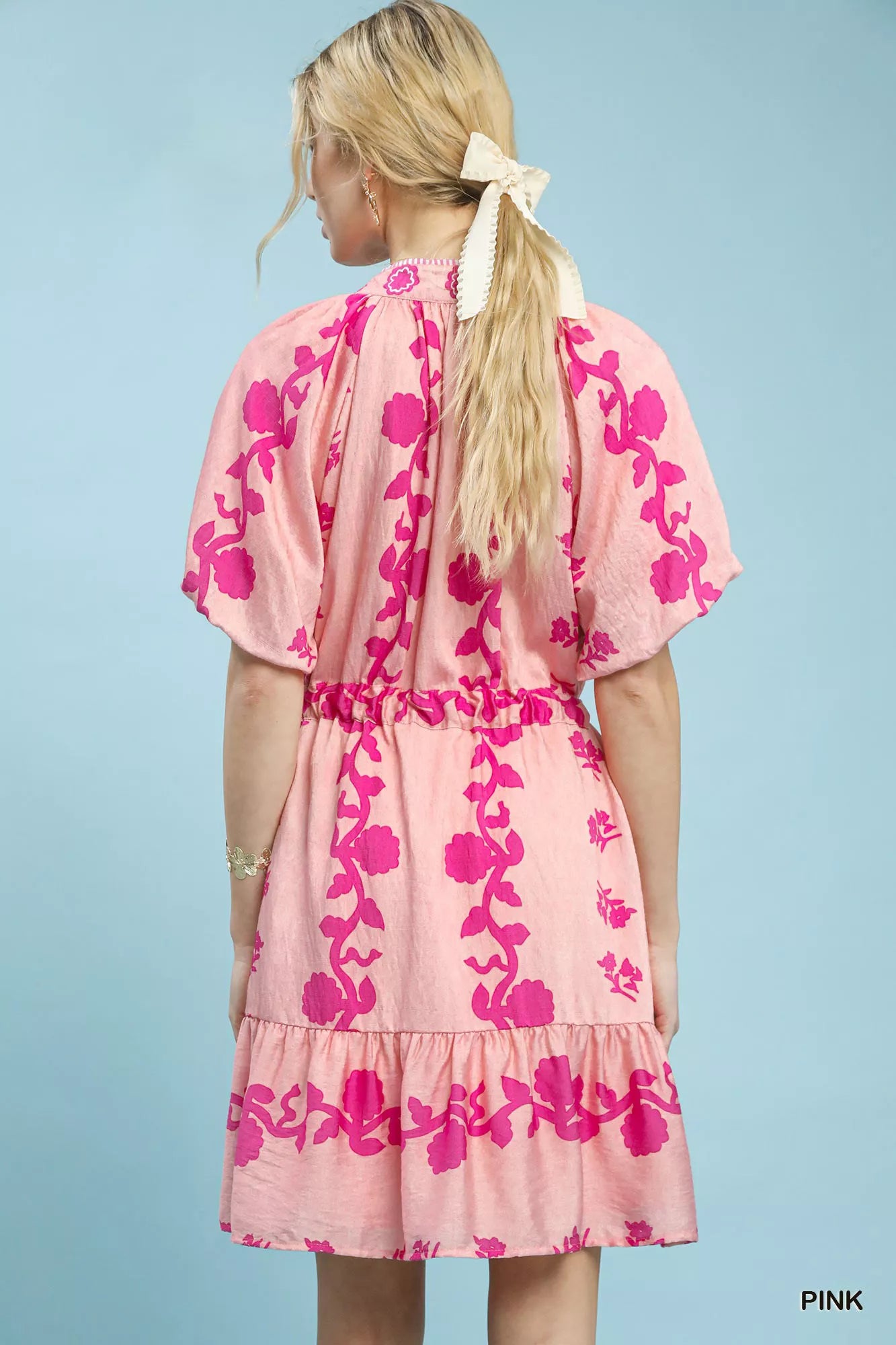Hazel Blues® | Umgee Floral Tie-Waist Boho Mini Dress