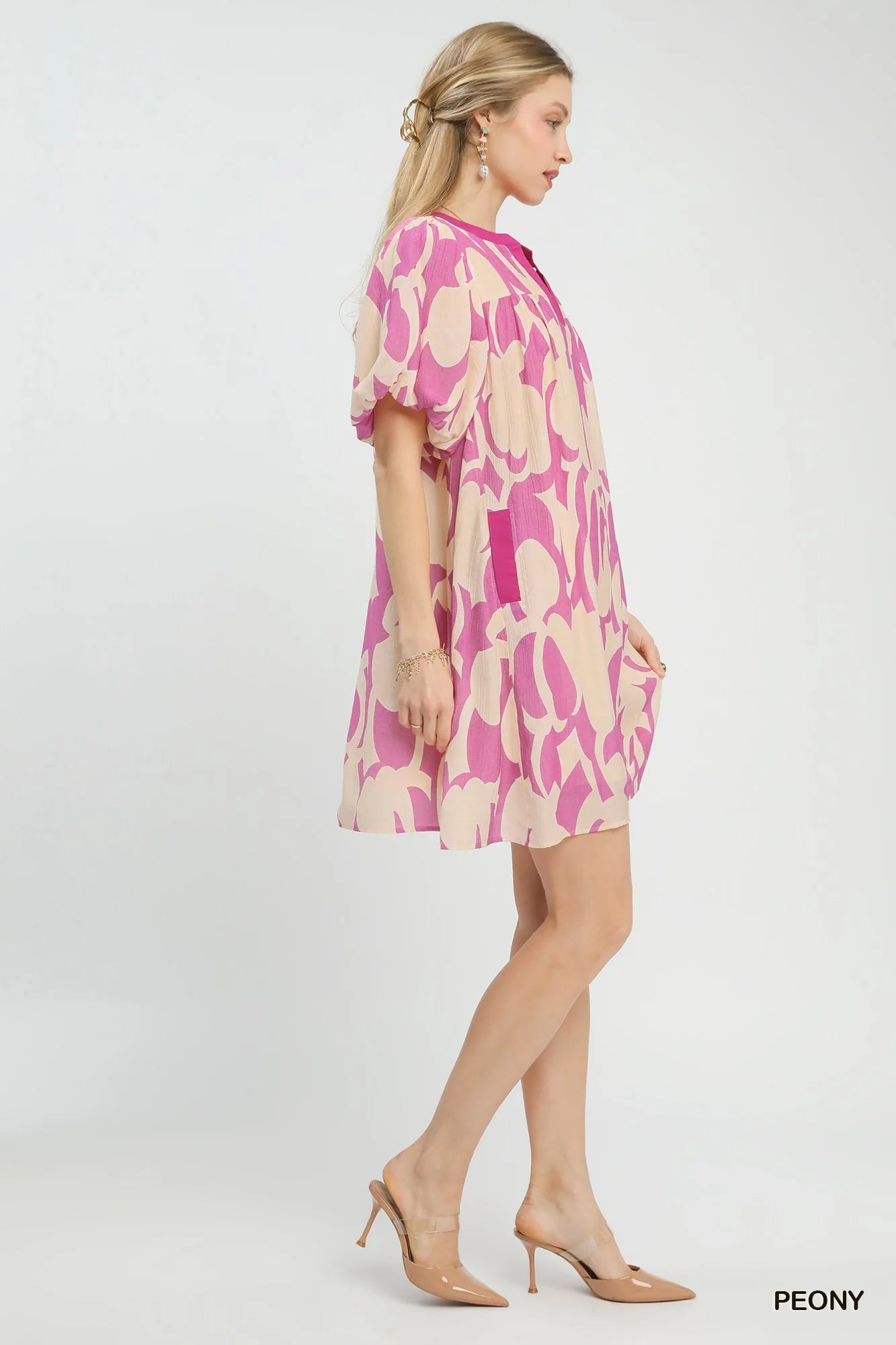 Hazel Blues® | Umgee Abstract Print Puff Sleeve Shift Dress