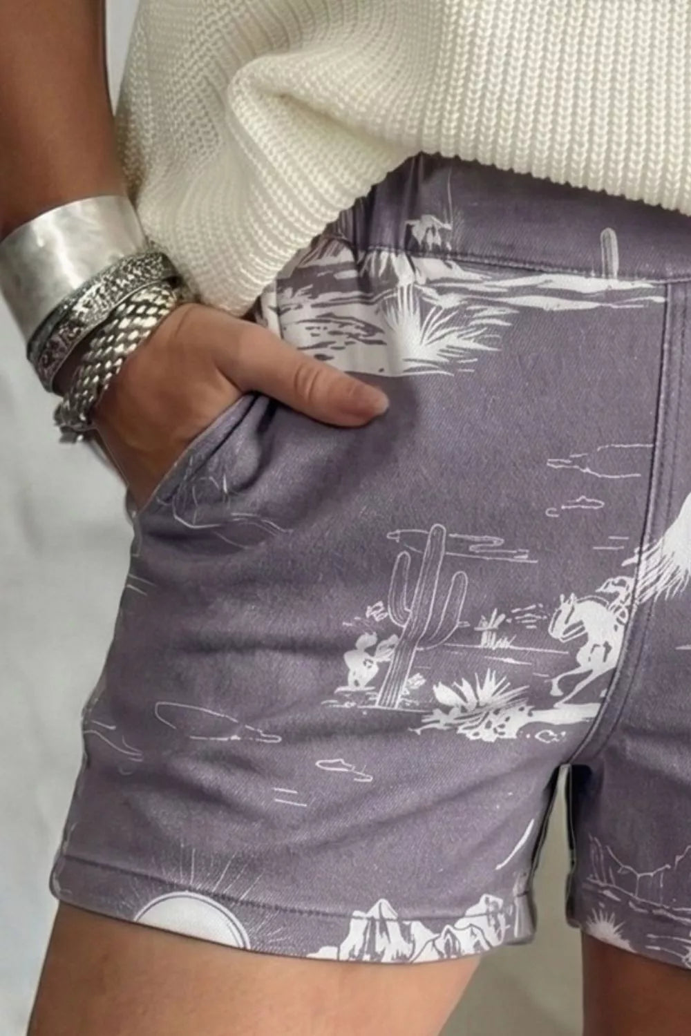 Hazel Blues® | Printed Denim Shorts