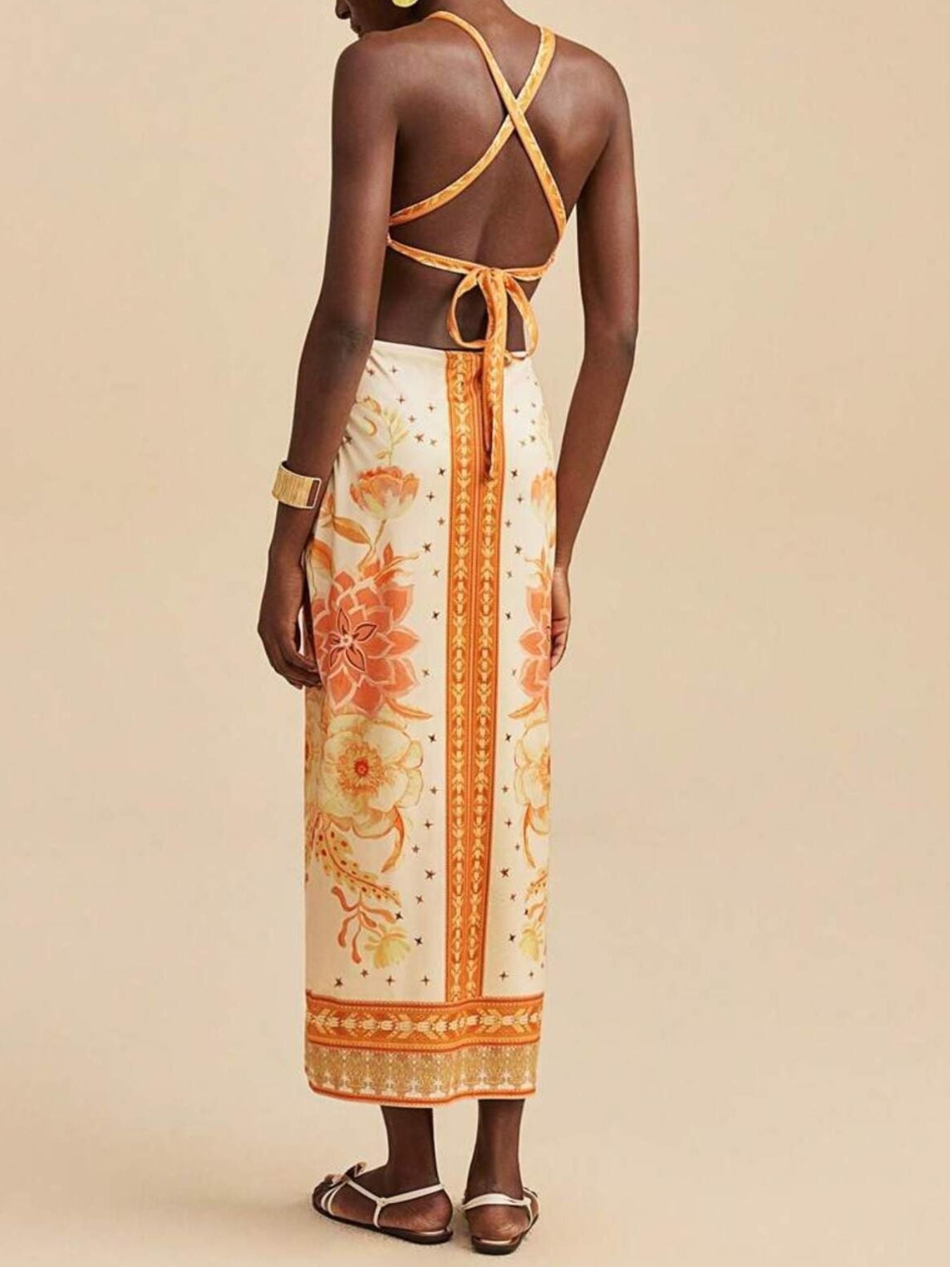 Hazel Blues® | Floral Print Halter Neck Maxi Dress