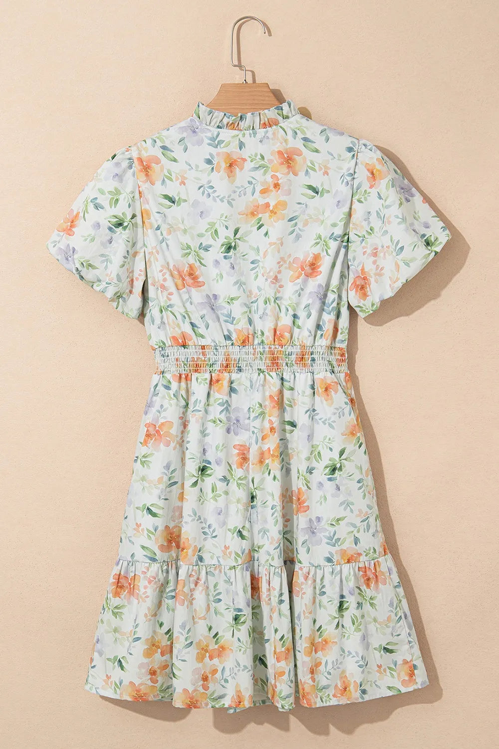 Hazel Blues® | Frill Notched Puff Sleeve Dress