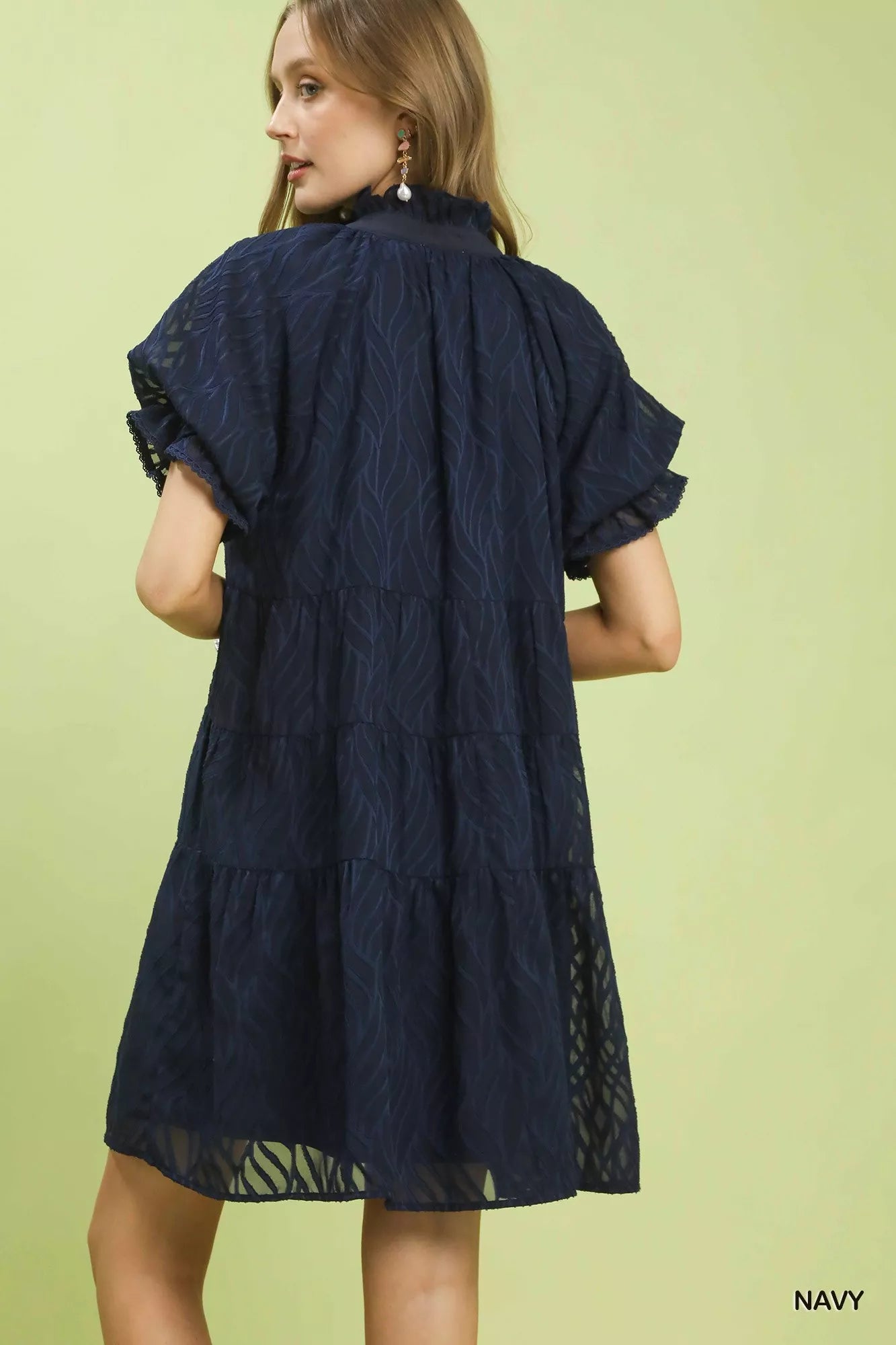 Hazel Blues® | Umgee Textured Tiered Ruffle Collar Mini Dress