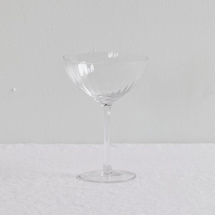 Bravo Coupe Glass Set - 2pc - Clear, lightly fluted clear cocktail coupe with a refined stemmed silhouette.