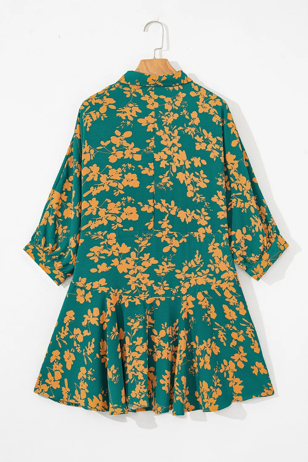 Hazel Blues® | Printed Ruffled Hem Button Front Dress