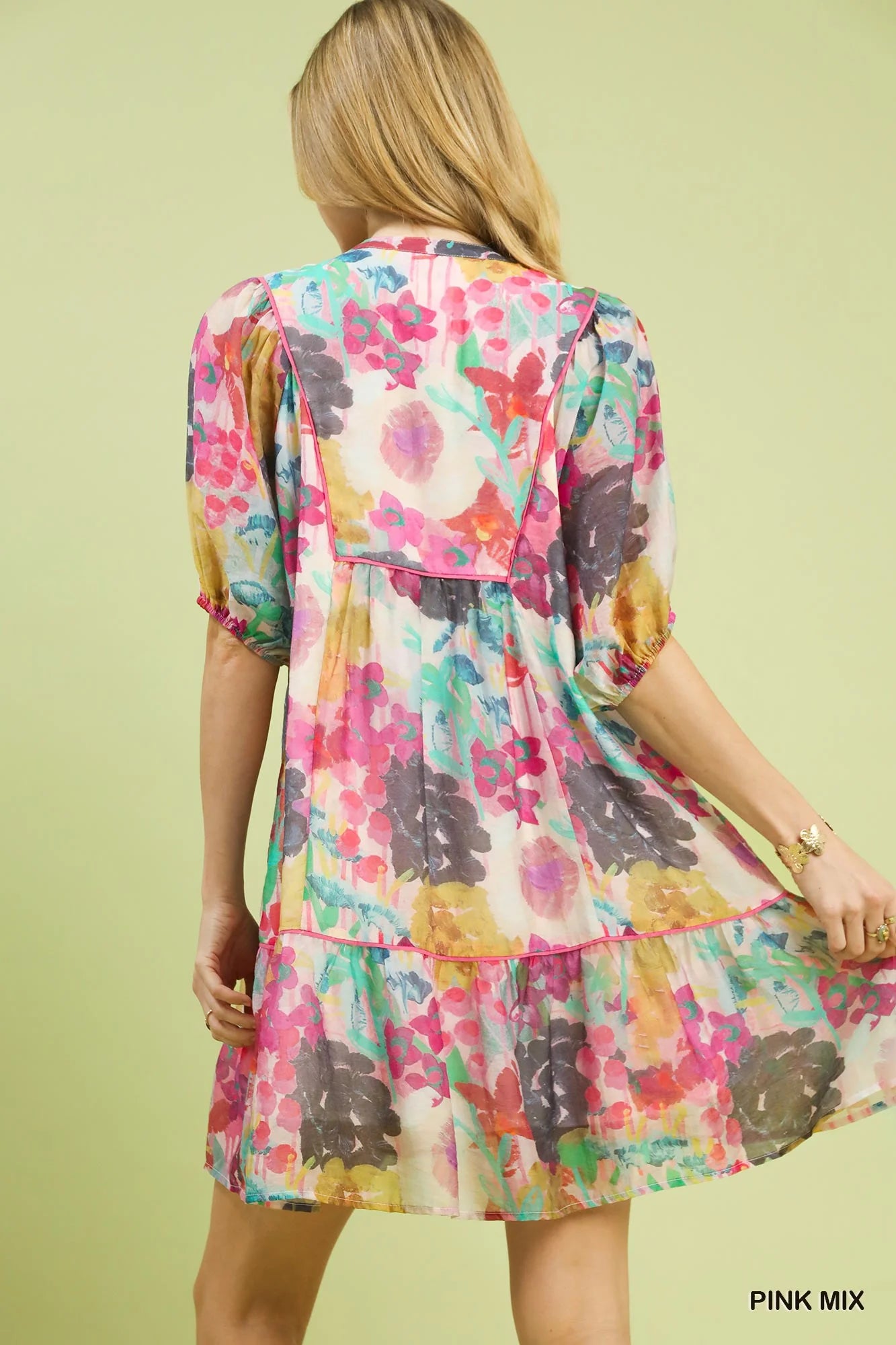 Hazel Blues® | Umgee Mix Watercolor Floral Babydoll Dress