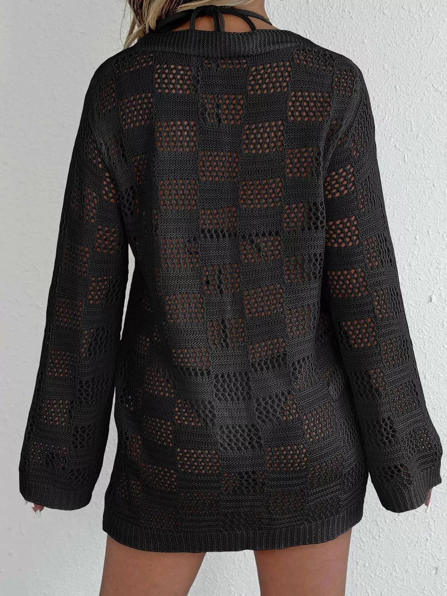 Hazel Blues® | Crochet Knit Tie Front Cover-Up