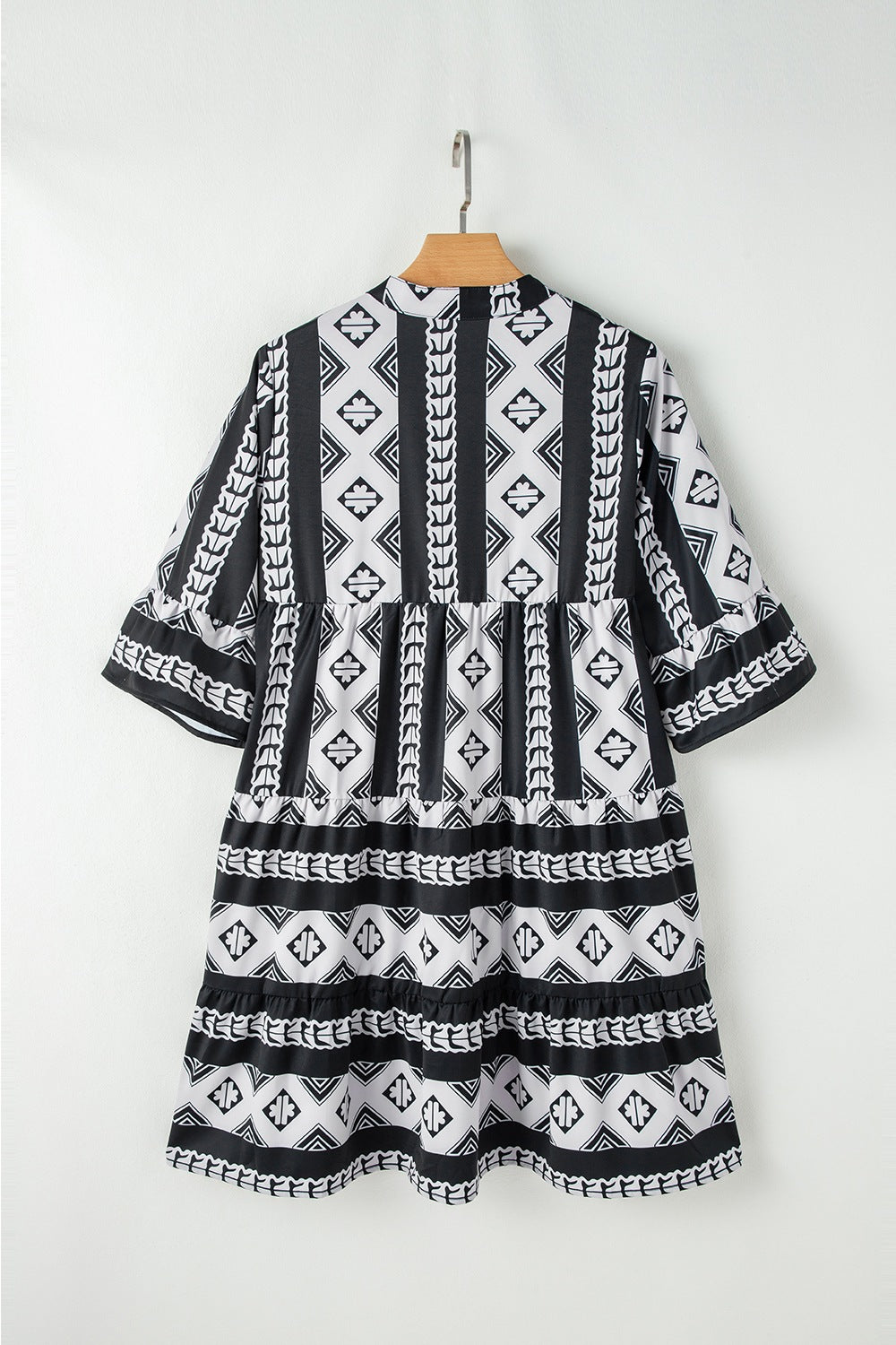 Hazel Blues® | Geometric Print Ruffle Hem Mini Dress