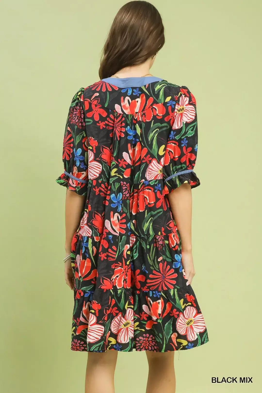 Hazel Blues® | Umgee Floral Tiered Puff Sleeve Dress