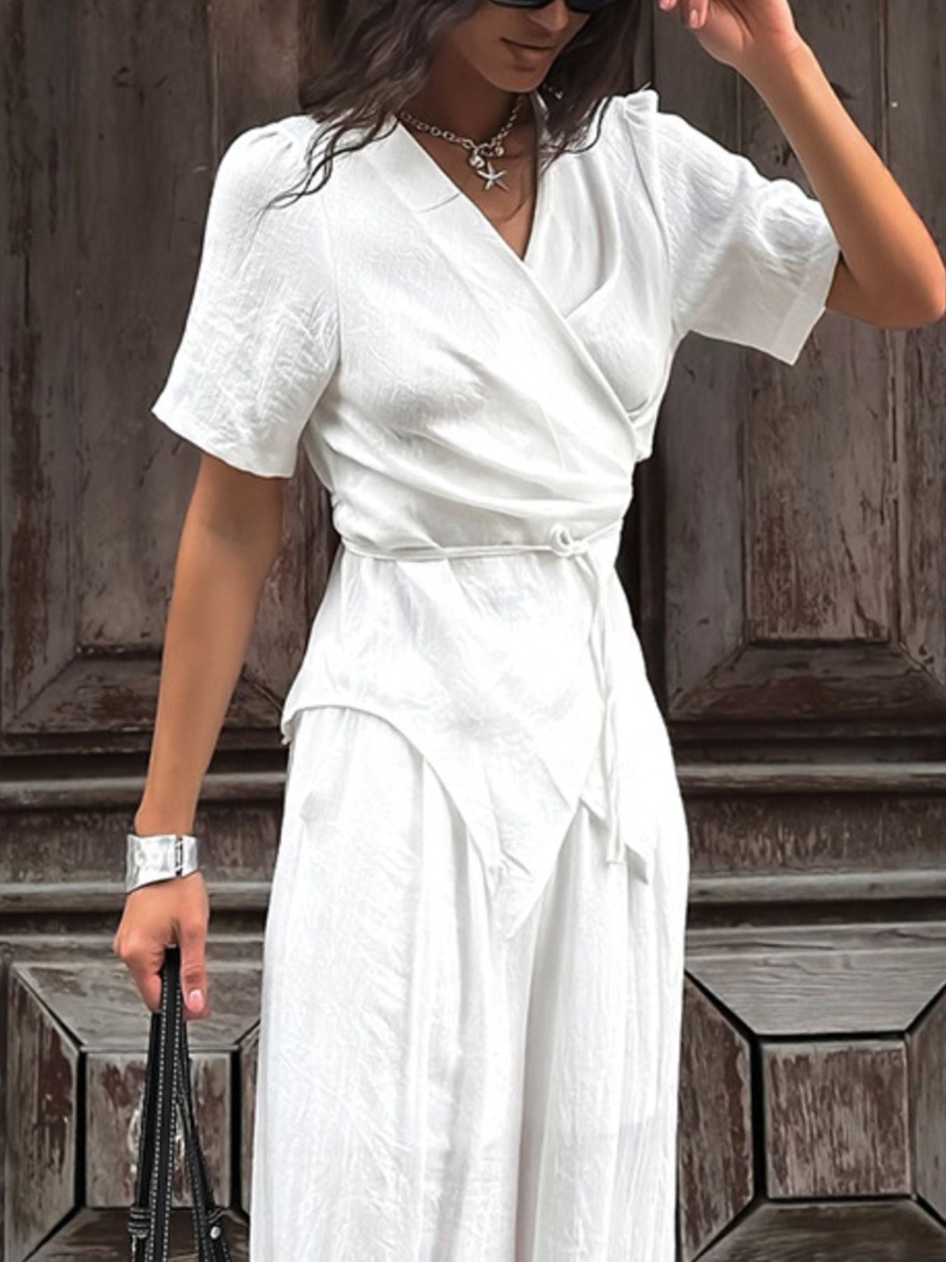 Hazel Blues® | Wrap Top & Wide Leg Pants Set