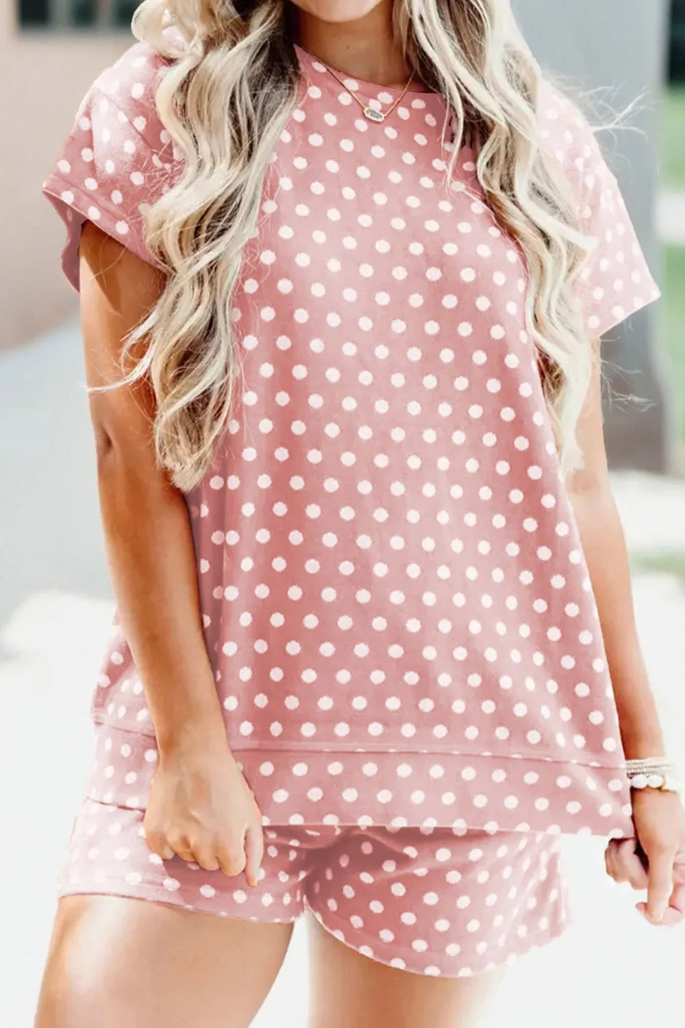 Hazel Blues® | Polka Dot Print Tee and Shorts Set