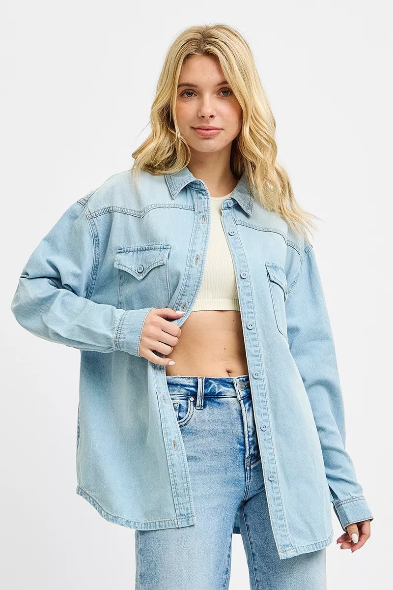 Hazel Blues® | RISEN Western Yoke Style Relaxed Fit Denim Shirts