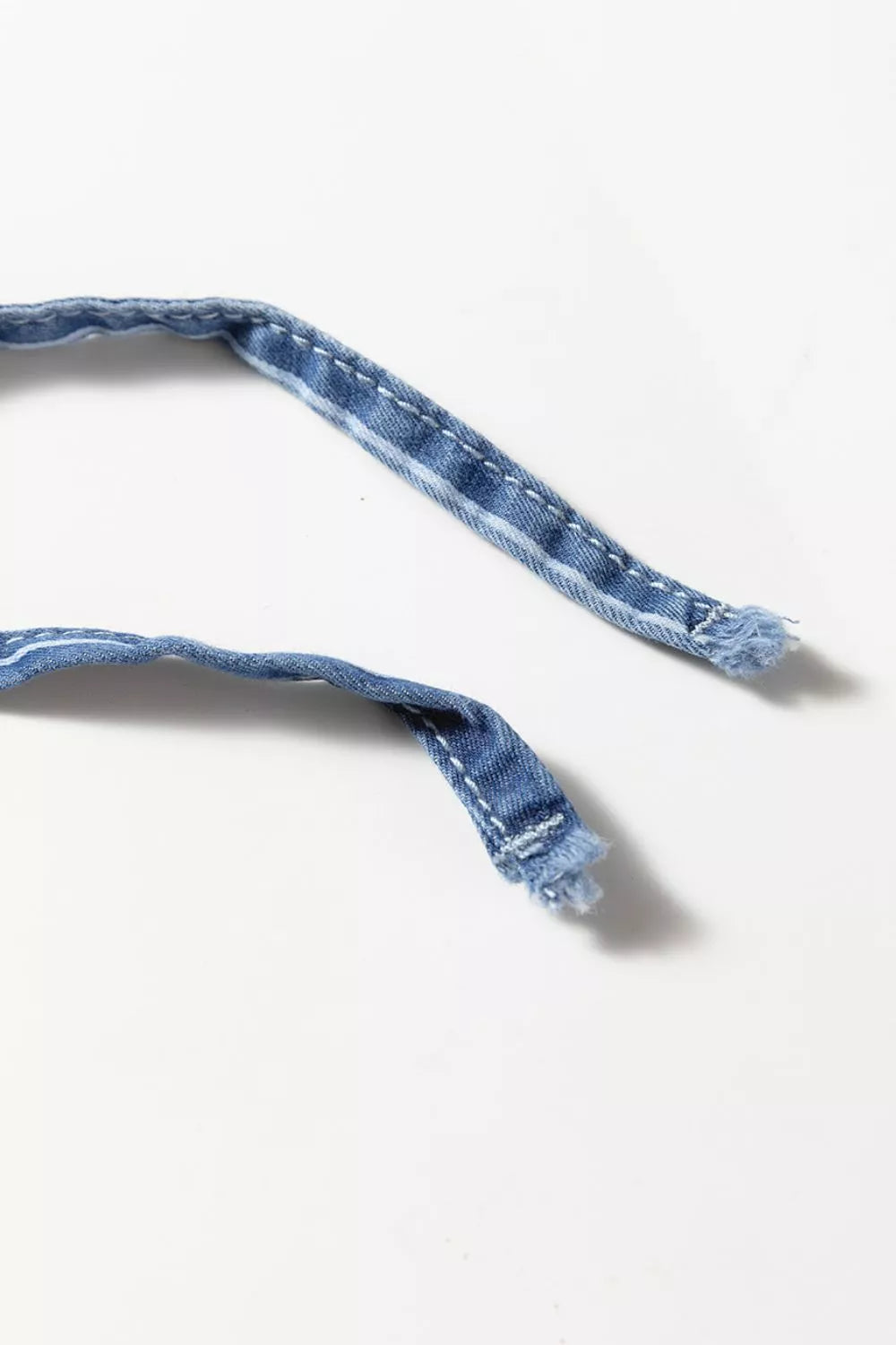 Hazel Blues® | Stripe Chambray Wide Leg Tied Elastic Waist Jeans