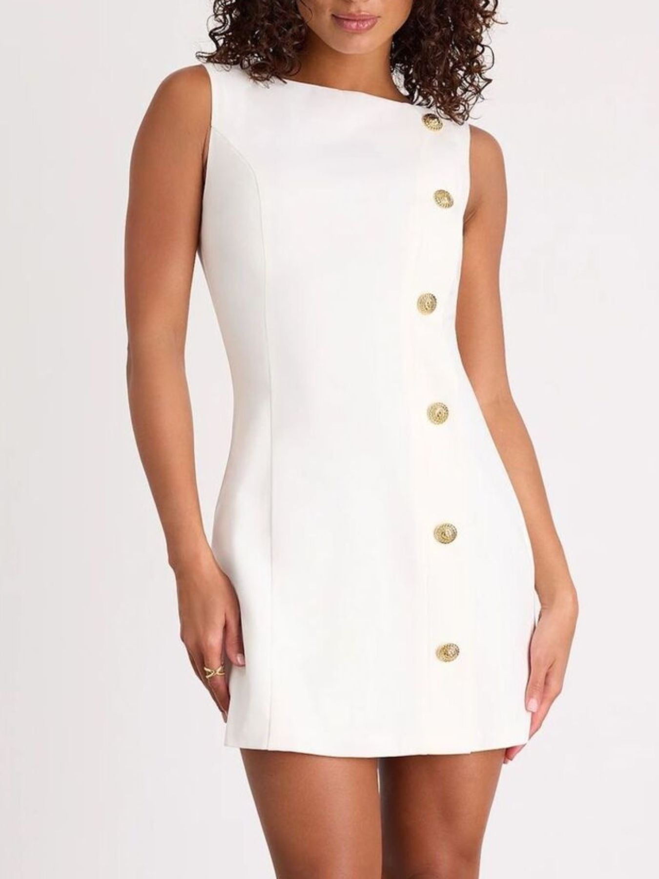Hazel Blues® | Button Decor Sleeveless Mini Dress