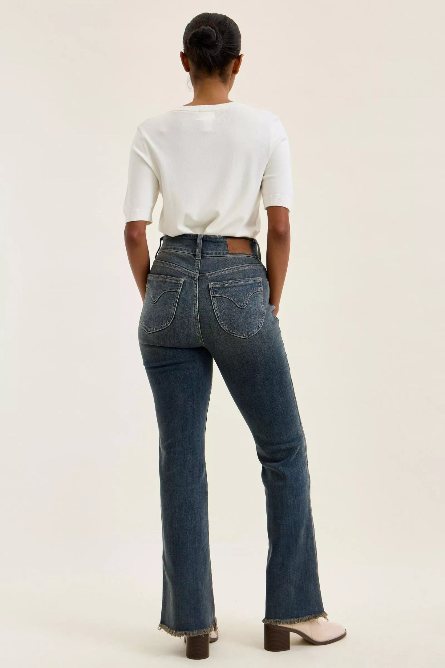 Hazel Blues® | Judy Blue High Waist Double Button Frayed Hem Jeans