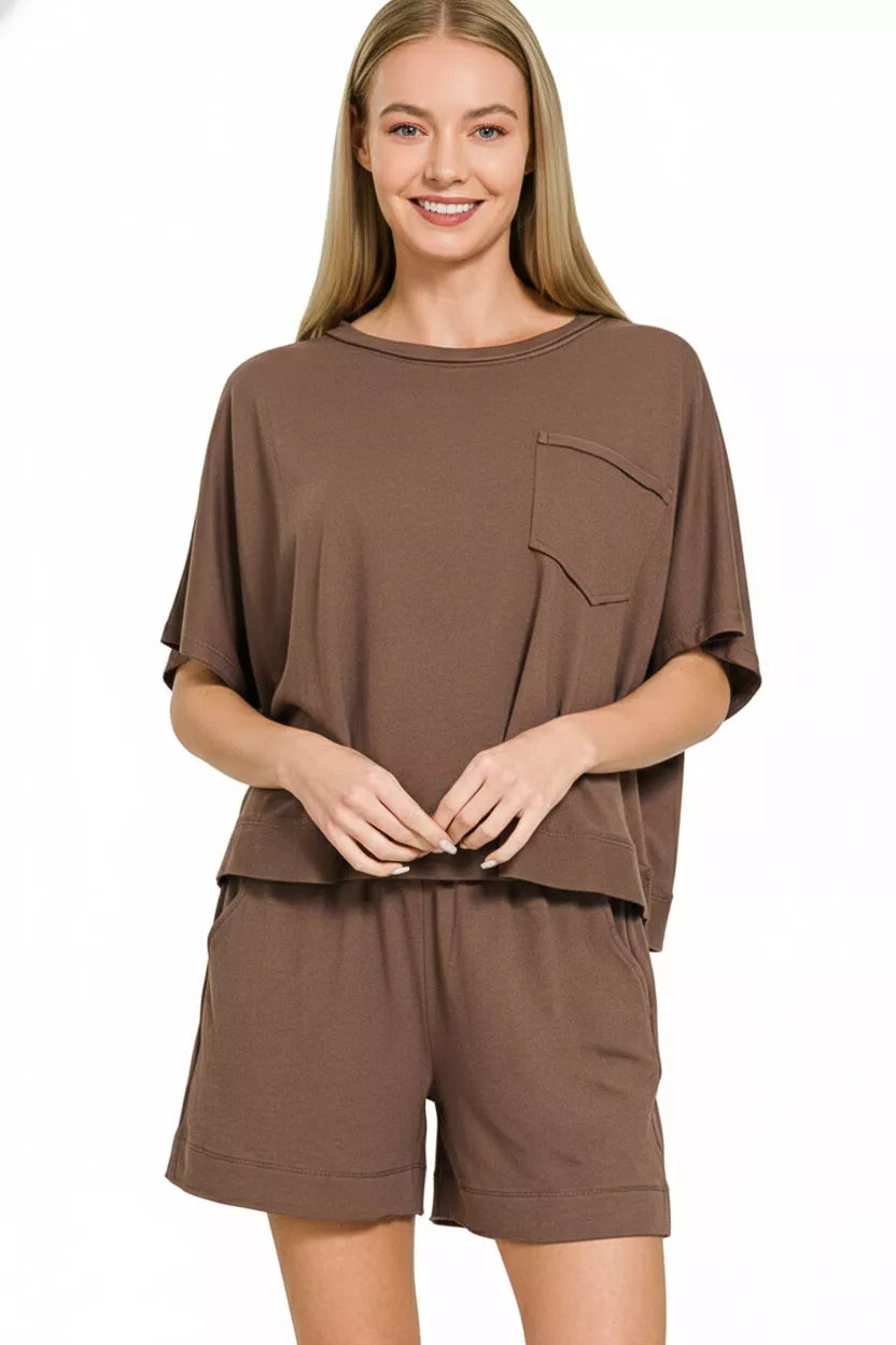 Hazel Blues® | Zenana Exposed Seam Boxy Top & Shorts Set
