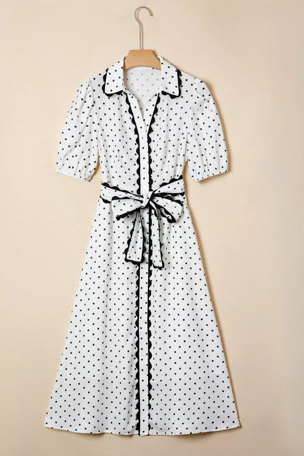 Hazel Blues® | Polka Dot Half Sleeve Midi Dress