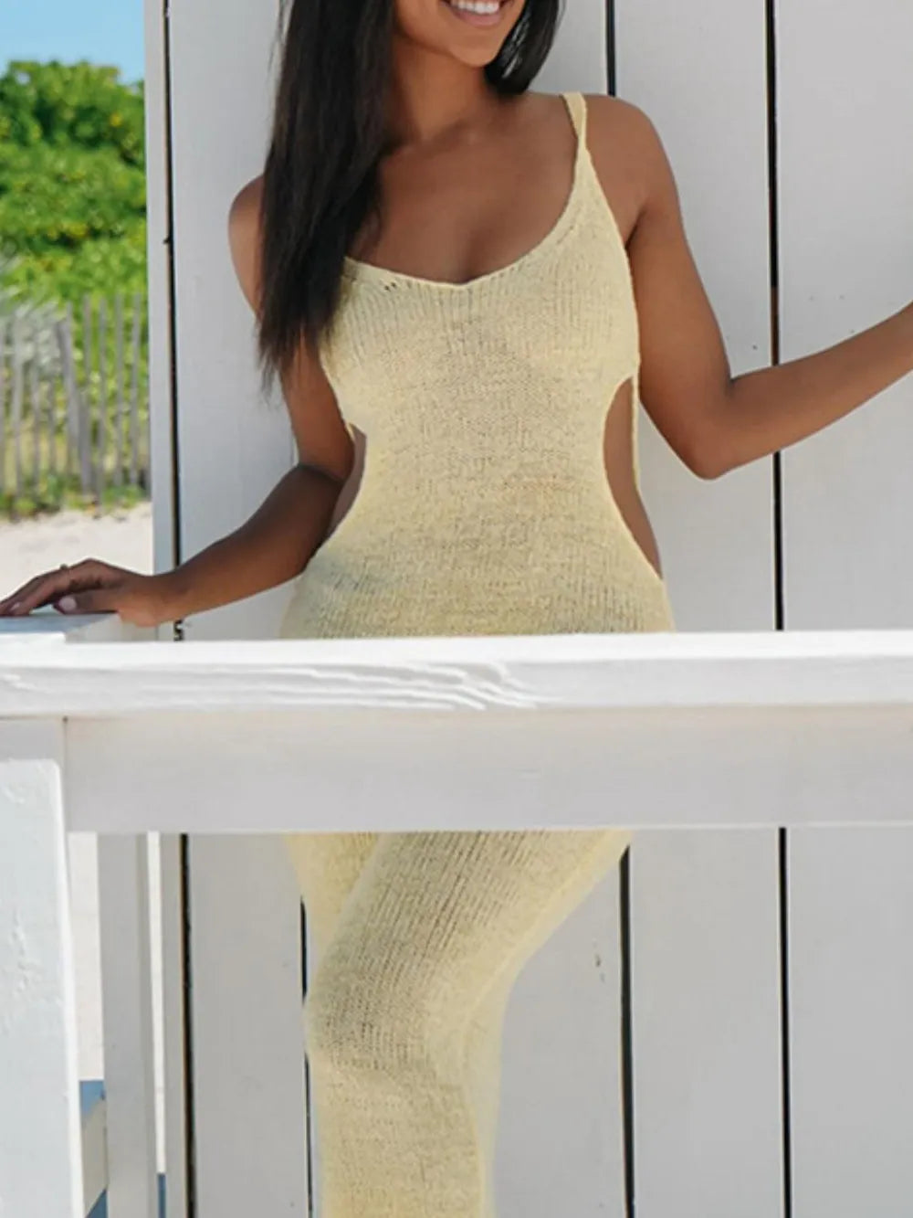 Hazel Blues® | Backless Cutout Scoop Neck Cover-Up Dress