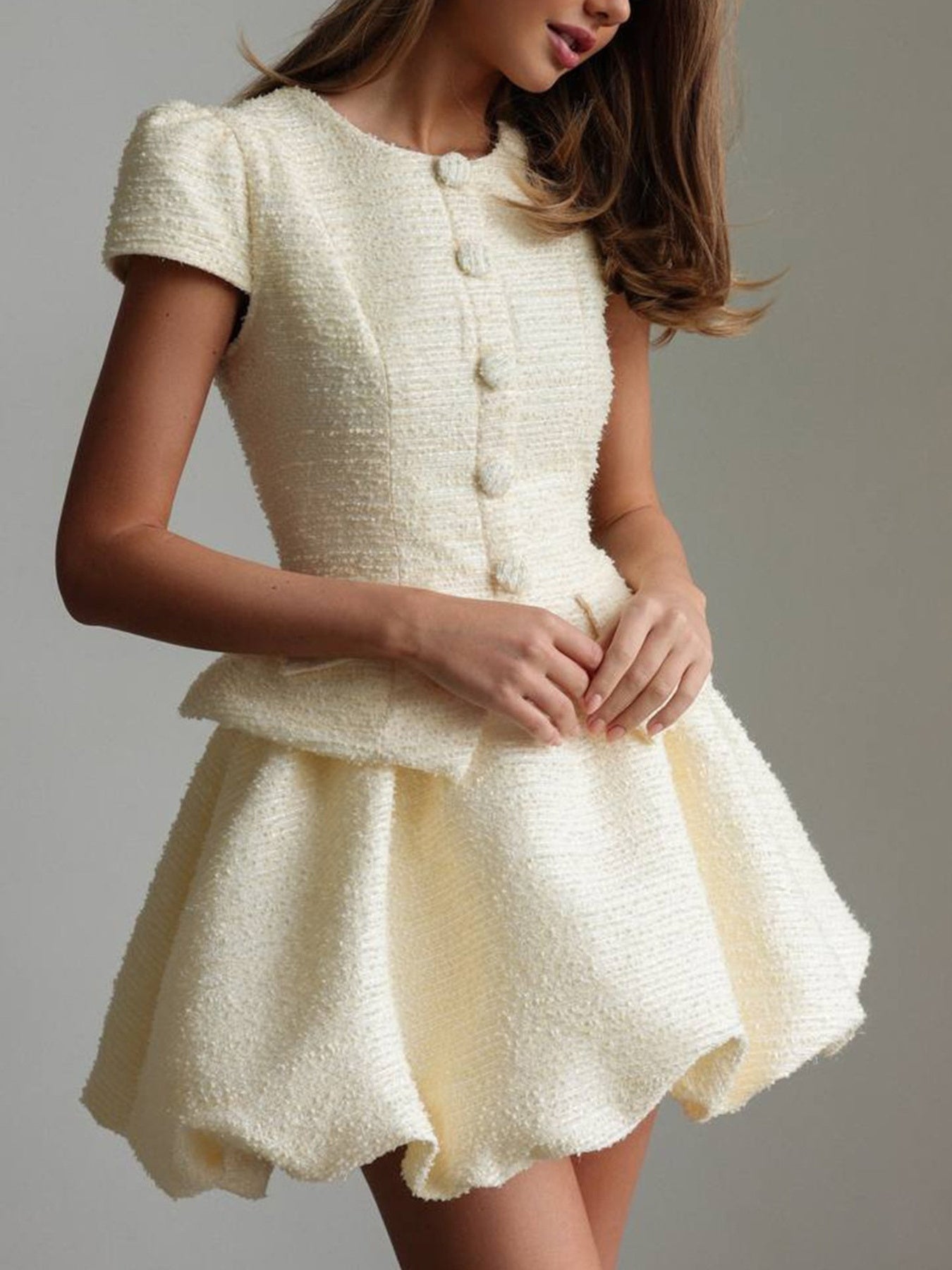 Hazel Blues® | Button Up Short Sleeve Top and Bubble Hem Skirt Set