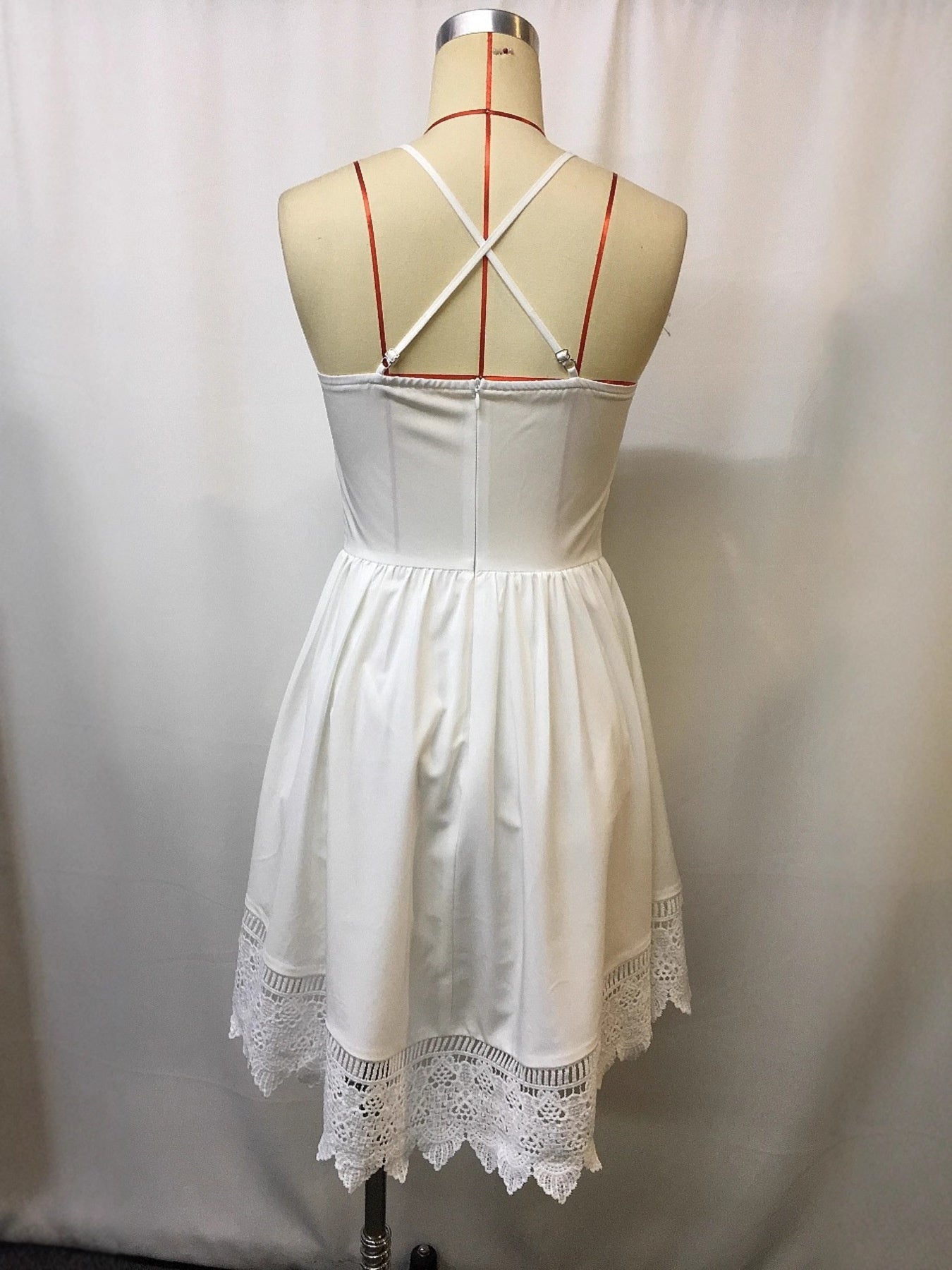 Hazel Blues® | Lace Trimmed V-Neck Mini Dress