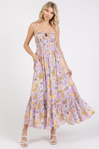 Hazel Blues® | Mittoshop Floral Smocked Back Ruffled Hem Maxi Cami Dress